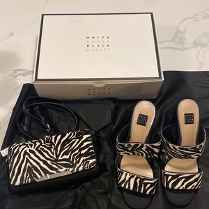 White House Black Market Shoes Size 8 (worn once) and Matching Clutch Purse NWT